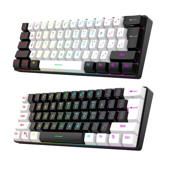 Wired Mechanical Gaming Keyboard RGB Light Design 61 Keys Compact Design Lightweight Computer Keyboard