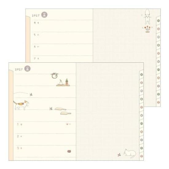 Midori Pocket Diary Planner 2027 B6 Weekly Limited Edition Bookmark Cat Pattern (Starts January 2027)