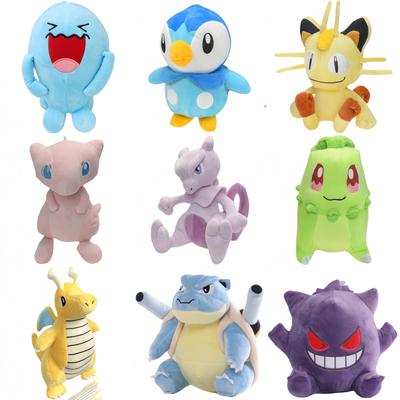 Плюшевая игрушка Пикачу Покемон Генгар Мяут Мьюту Мью Пиплуп Чикорита Воббаффет Драгонайт Бластойз Кукла Игра для Коллекционного Подарка