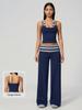 Women's Contrast Color Back Vest Sports Pants Set For Yoga, Training, Running, Tennis, Golf, And Pilates