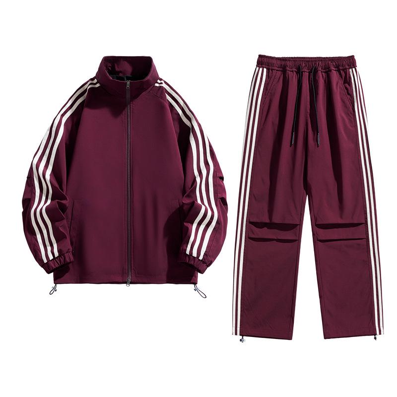Мужской ретро спортивный костюм с тремя полосками и воротником-стойкой