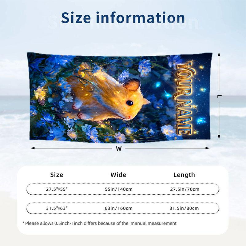 Floral Garden Theme Beach Towel Personalized Custom Name & Text Soft Quick Dry Beach Towel for Swimming Travel