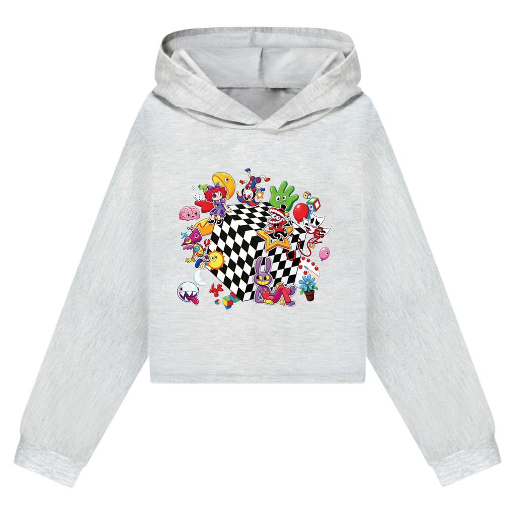 5702 Kids Girls The Amazing Digital Circus Printed Short Outerwear Top Long Sleeves Hoodies