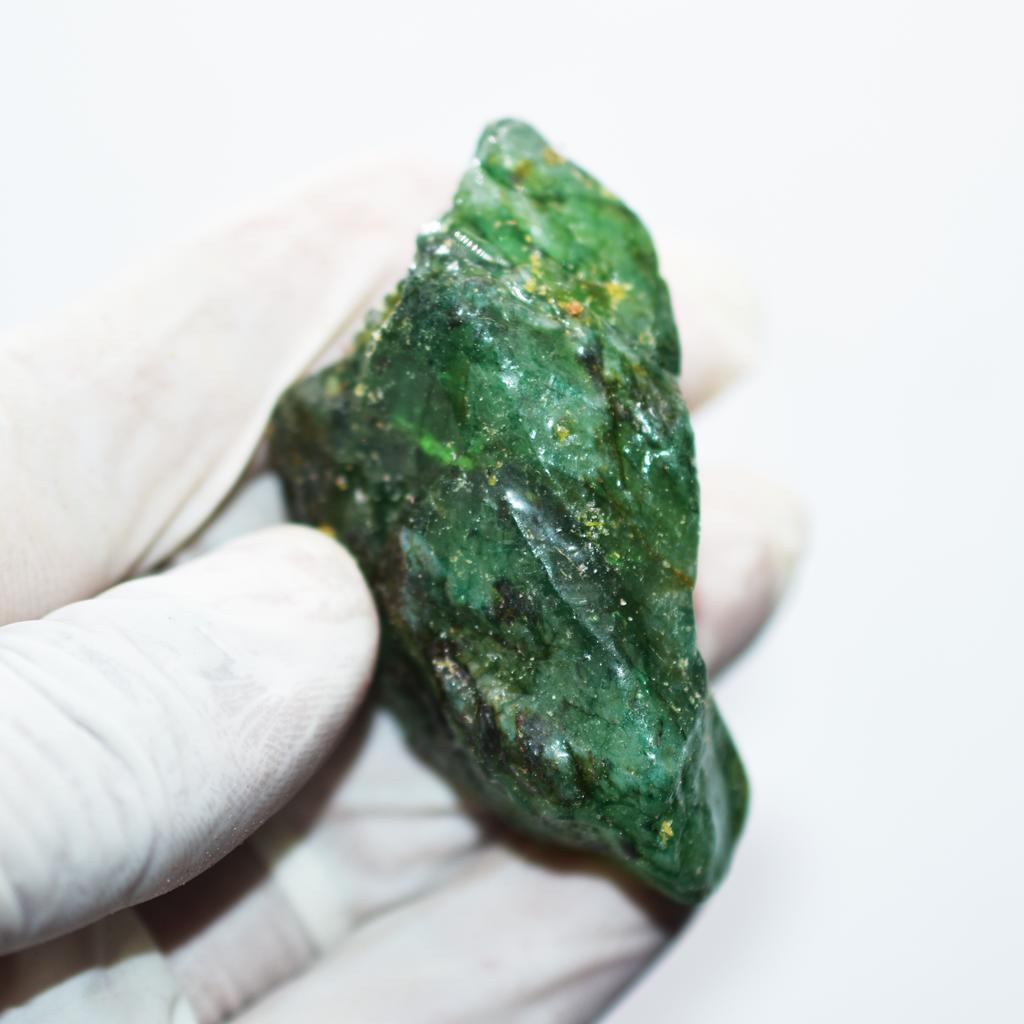 Natural Green Emerald Loose Gemstone Colombian Rough Uncut Raw 237.90 ct for Gemstone Collections