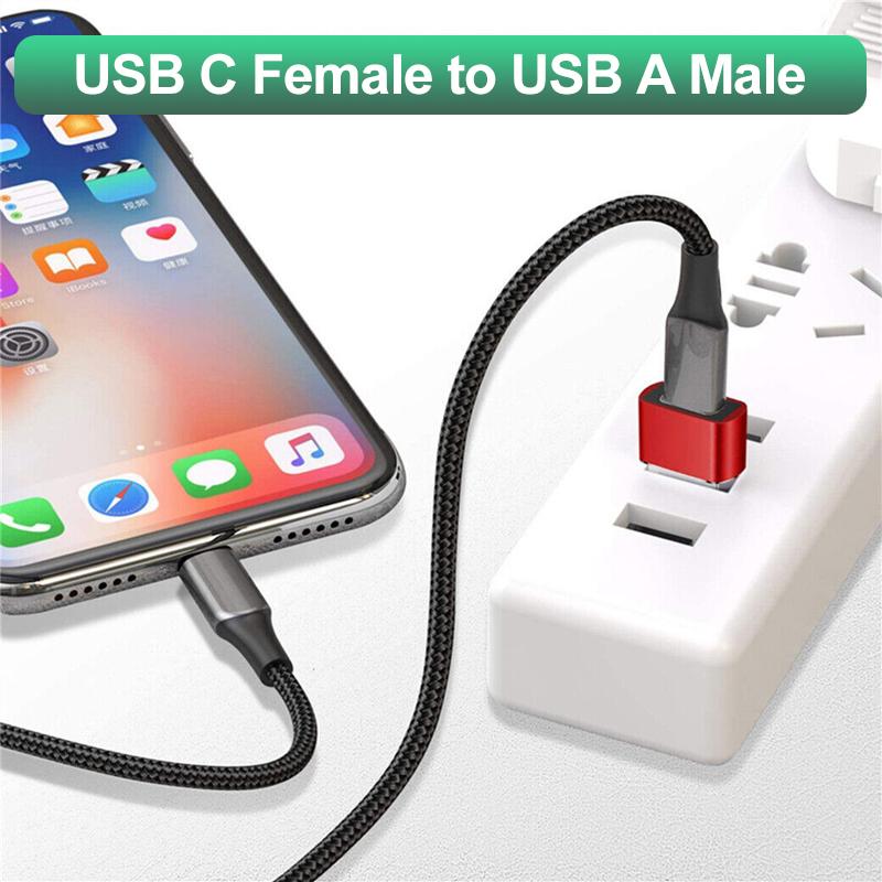 USB C Adapter Aluminum Alloy Shell USB 2.0 Male to USB 3.1 Type C Female Type-C Adapter for Laptop Samsung Xiaomi 10 Earphone