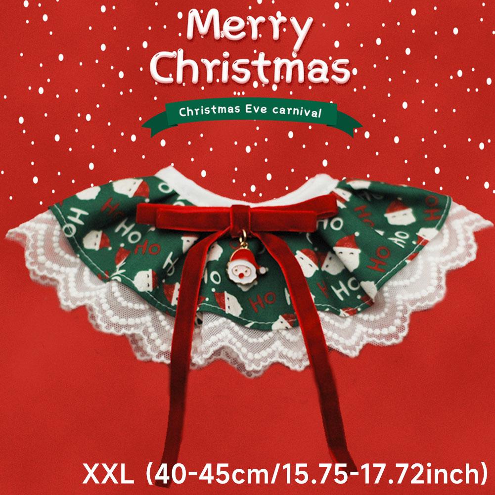 Рождественский кошачий собачий слюнявчик с кружевом, полотенце для слюны, регулируемые аксессуары для костюма питомца