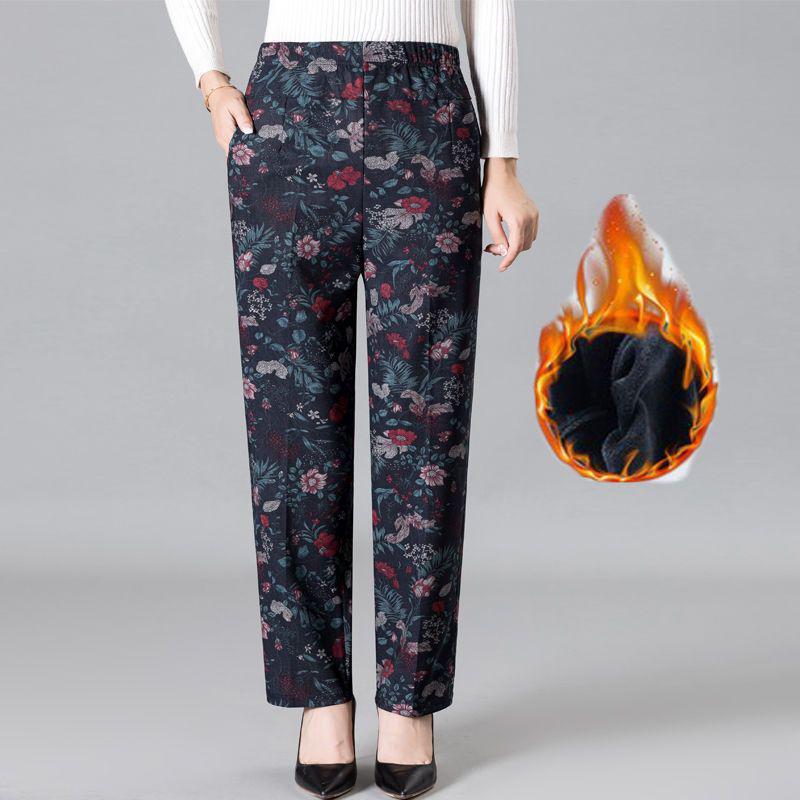 Сохраняйте тепло для женщин, плюс бархатные толстые свободные высокие эластичные брюки для отдыха на открытом воздухе, плюс размер, высокая талия, прямые повседневные флисовые брюки