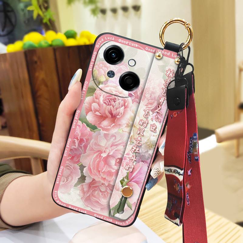 Грязеотталкивающий чехол для телефона с ремешком на запястье для Tecno POP9 4G/Spark GO 1/KL4 Противоударный Пыленепроницаемый Мягкий чехол Прочный ремешок