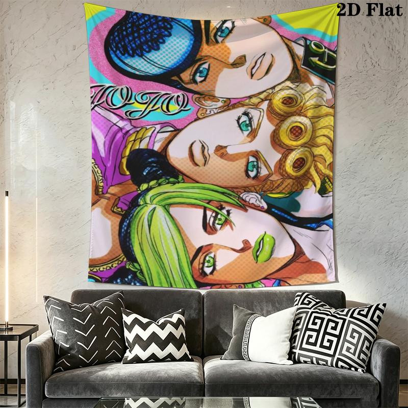 JoJo's Bizarre Adventure Wall Tapestry Aesthetic Wall Hanging Printed Fabric Blanket Decorative Tapestries for Bedroom Living Room Home Decor