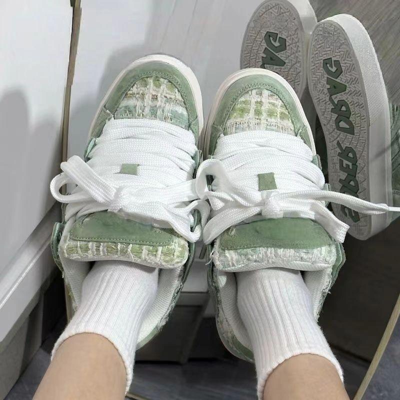 Dragon Fruit American Splicing Bread Shoes Women's Ins Niche Retro Casual Shoes Shock-absorbing and Wear-resistant Sports Shoes