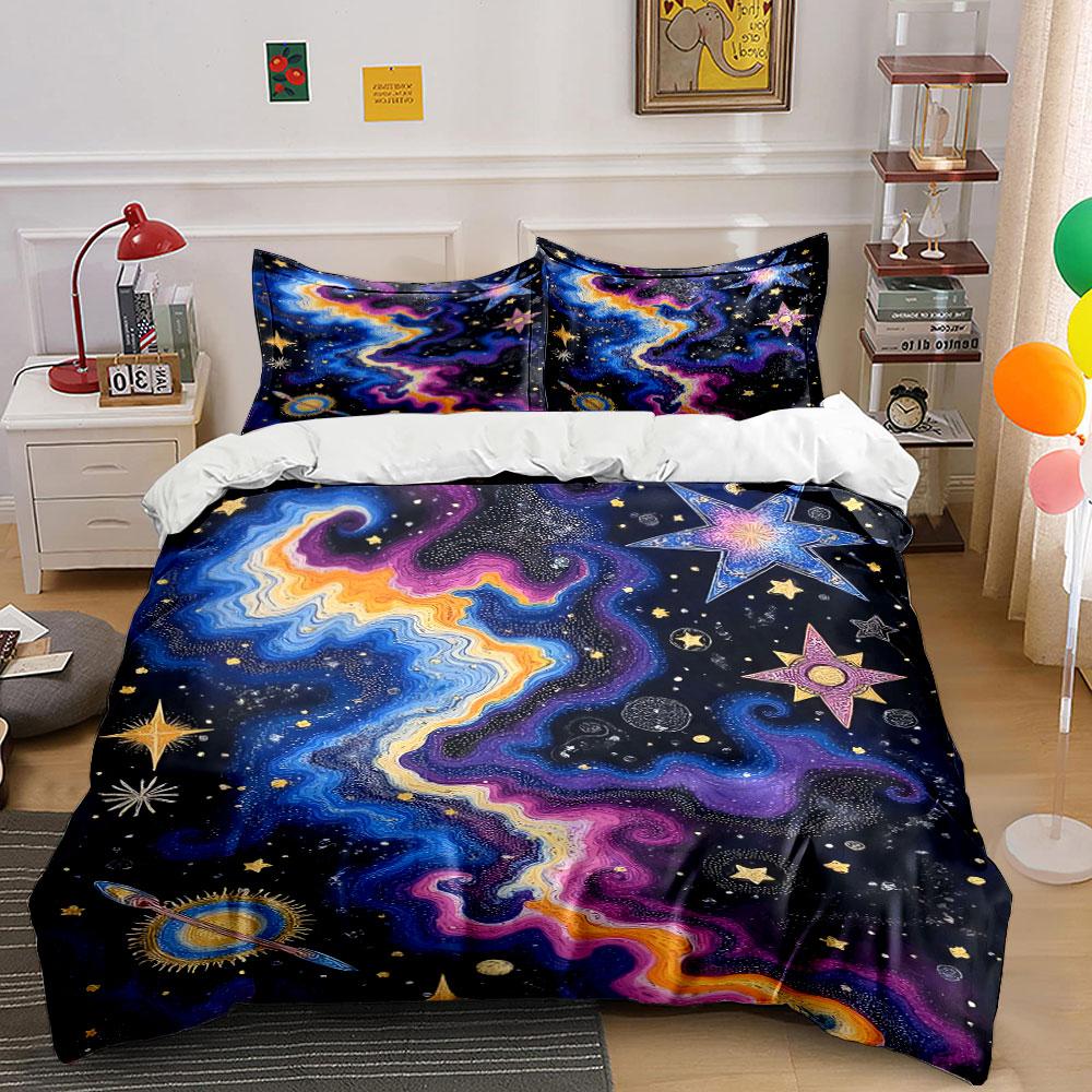 Swirling galaxies, stars, planets. Bedding sets Duvet cover sets Duvet covers Pillowcases(1 * Duvet Cover 2 * Pillowcases without duvet insert)