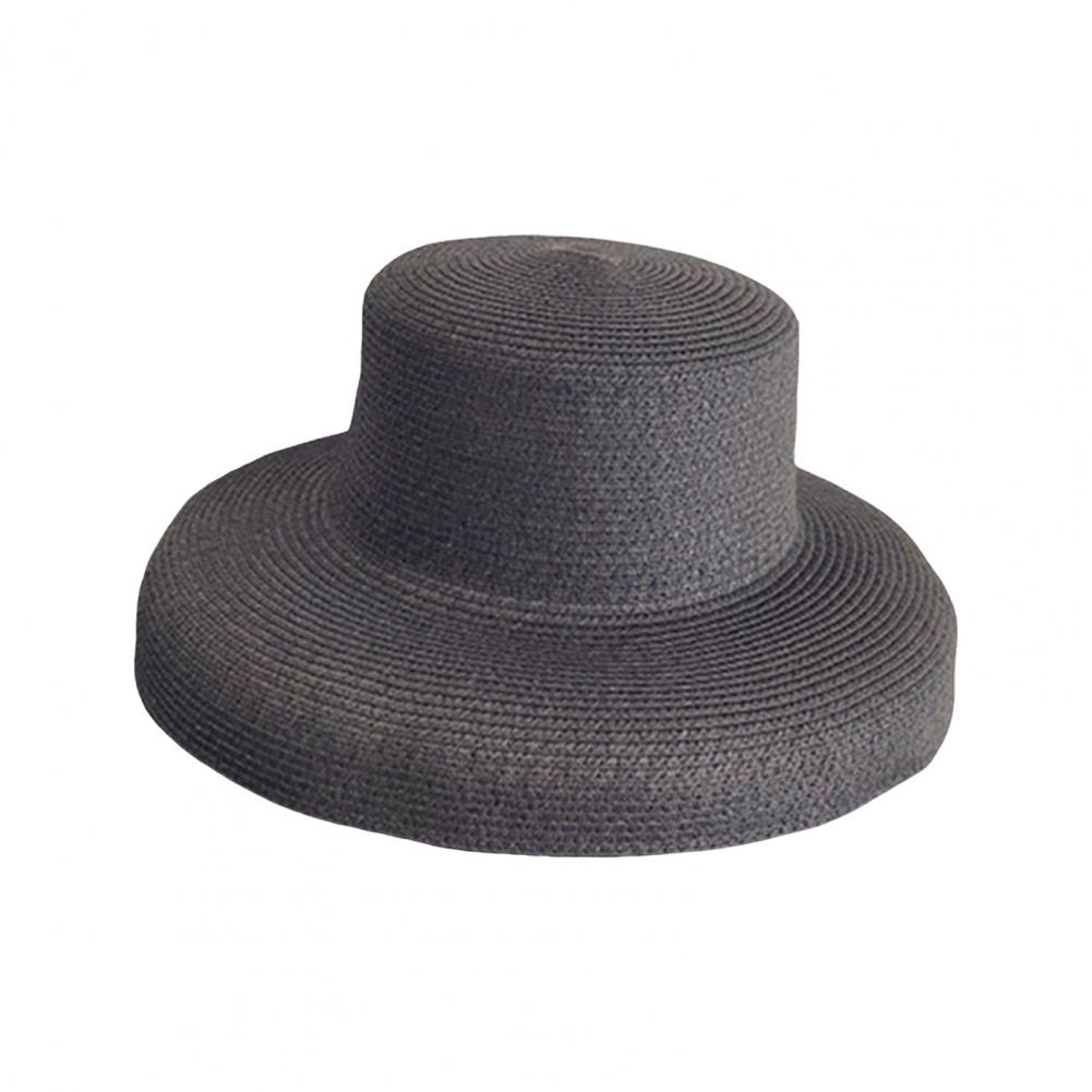 Женская летняя шляпа от солнца с плоским верхом и большими полями, однотонная легкая соломенная шляпа для пляжного отдыха