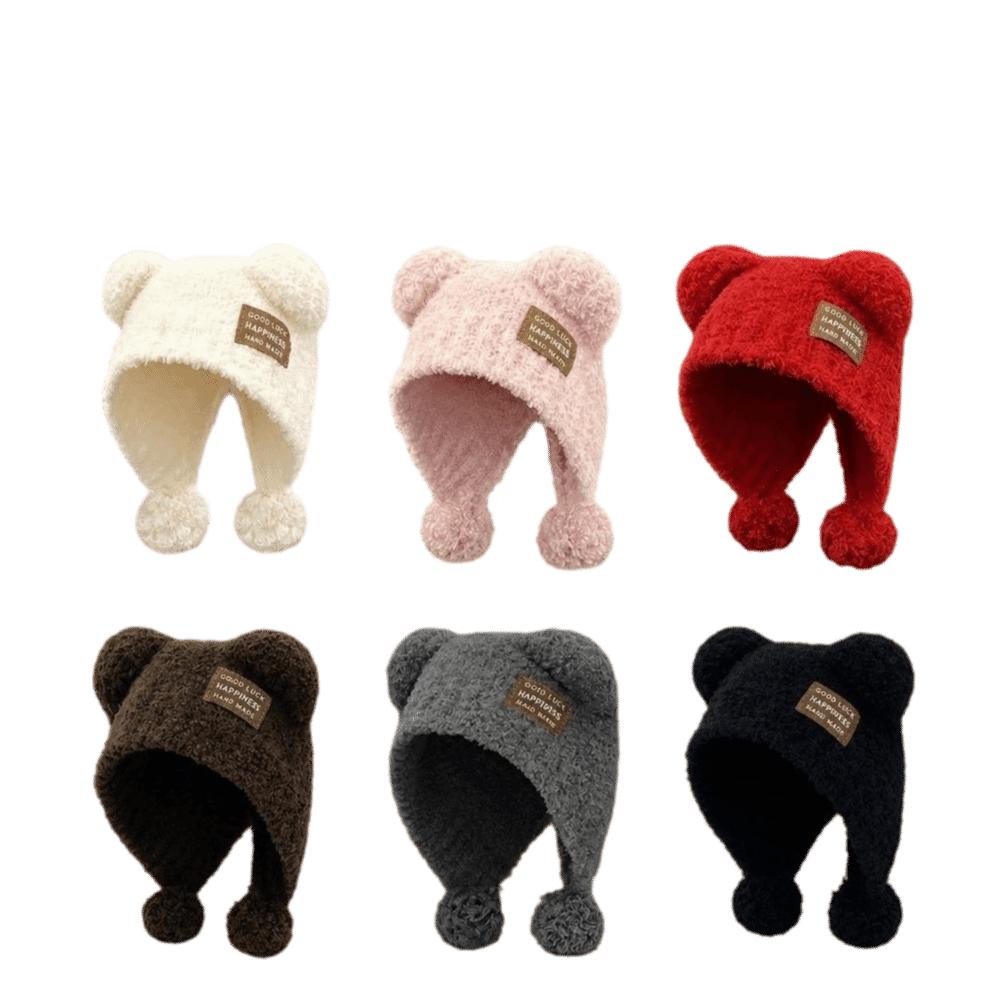 Warm Beanie Cap Fluffy Woolen Hat New Bear Ears Hat  Autumn Winter
