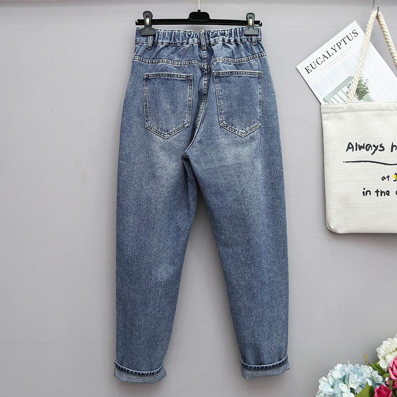 XL-6XL Plus Большие мешковатые джинсы женские с высокой талией длиной до щиколотки джинсовые брюки Mom джинсы синие джинсы для женщин