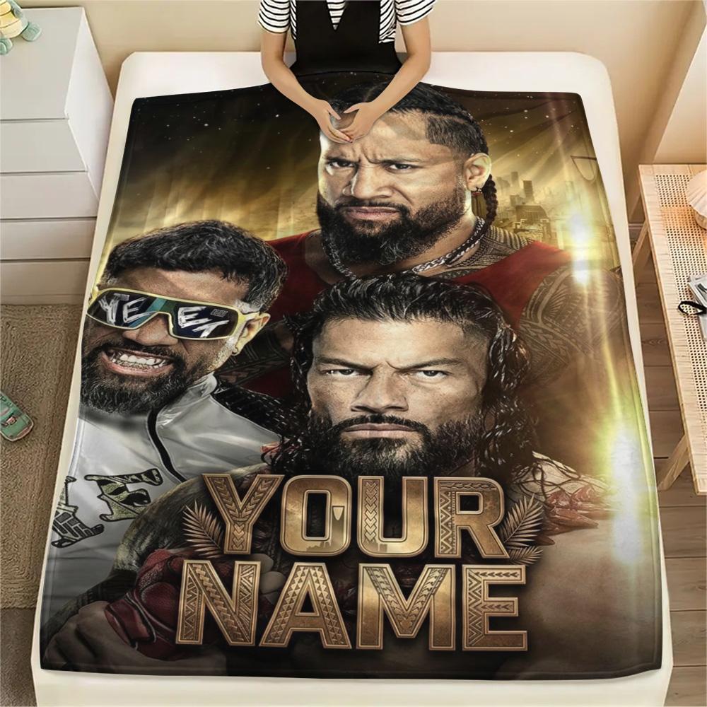 1PC Champion Poster Custom Name Patterned Flannel Blanket Suitable For All Seasons For Home Decor Warmth And Comfort Gifts Holiday Present