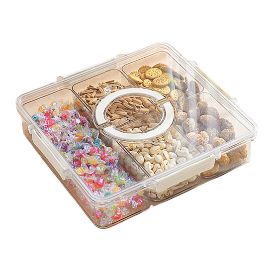 Контейнер для сухофруктов с 6 лотками и ручкой для крышки Портативный разделенный органайзер для закусок, отсеки для закусок, прозрачный поднос для закусок