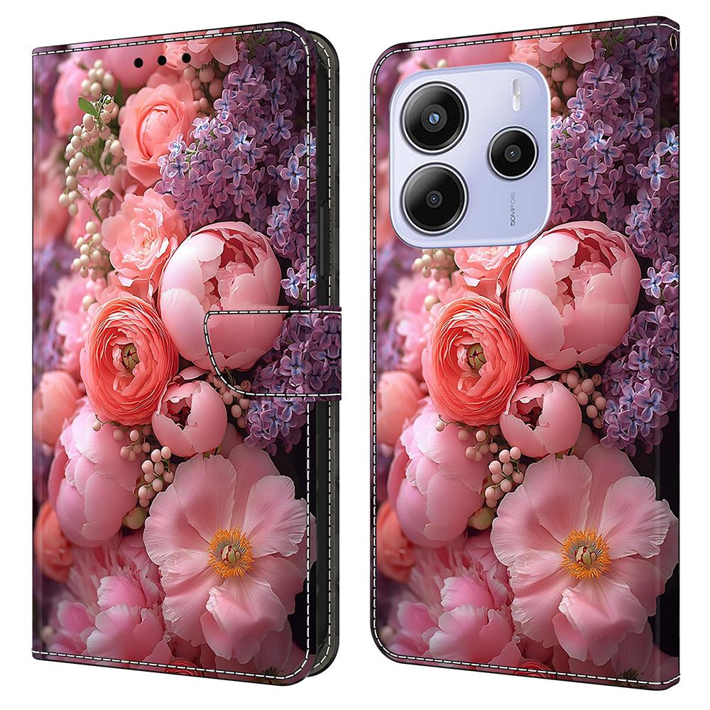 Для Xiaomi Redmi Note 14 5G Кожаный чехол С печатью рисунка Кошелек Подставка Флип-чехол для телефона