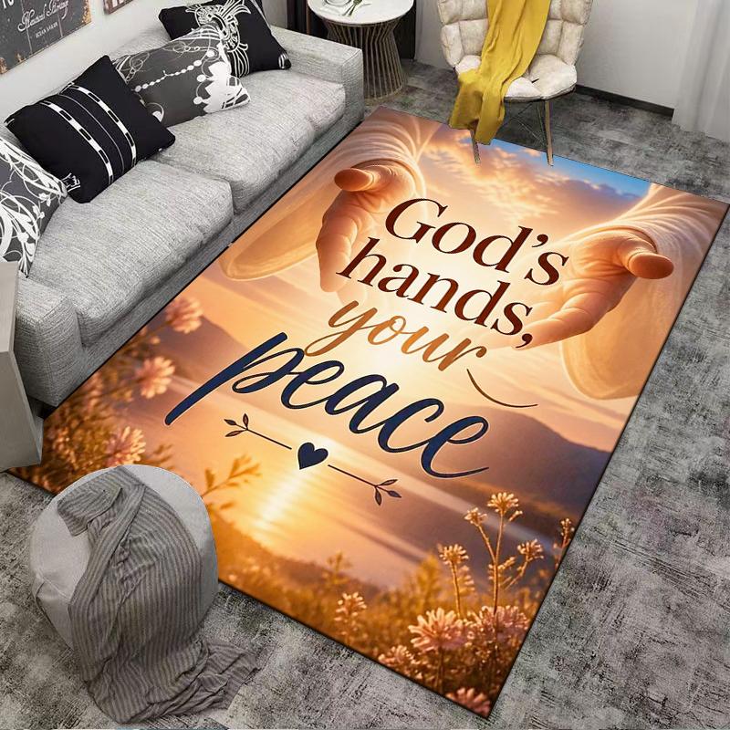 God's Hands Peaceful carpet Non-slip rug suitable for living room and bedroom sofas