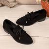 Women's Loafers Pointed Toe Square Heel Butterfly-knot One Kick Shoes All-match Retro Plus-size Spring and Autumn Single Shoes