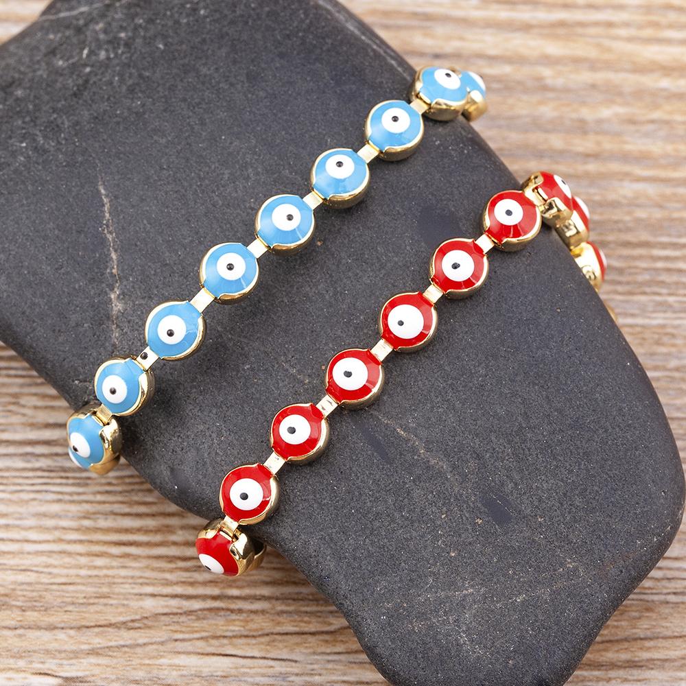 New Fashion Design Rainbow Handmade Beads Inlaid With Turkish Evil Eye Bracelet Women Adjustable Party Jewelry Lucky Gifts