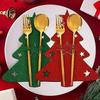 12Pcs Christmas Cutlery Set Christmas Tree Design Felt Washable Reusable Felt Knife Fork Cutlery Bag Holiday Table Decoration