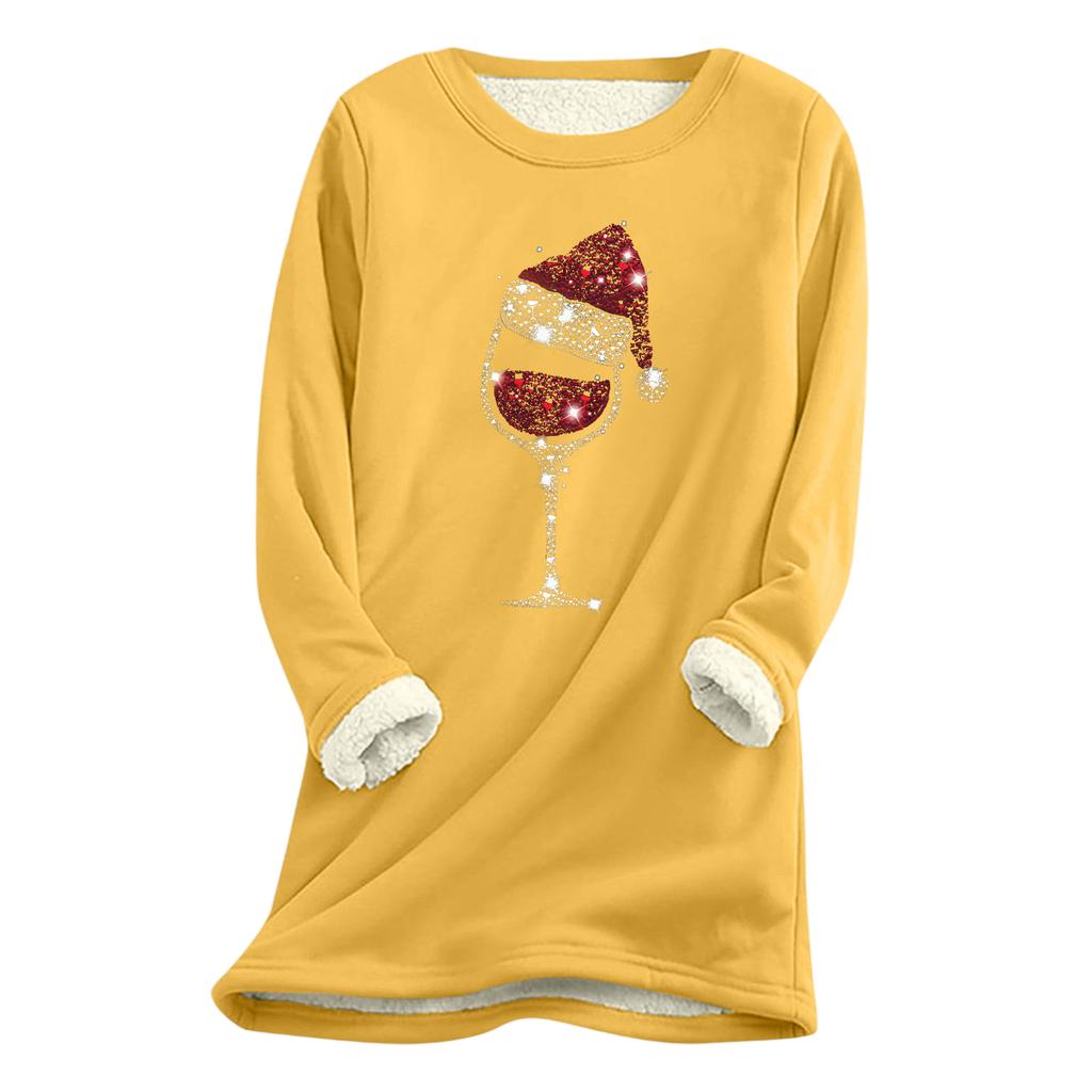 Women's Christmas Print Thick Plush Lambswool Warm Long Top