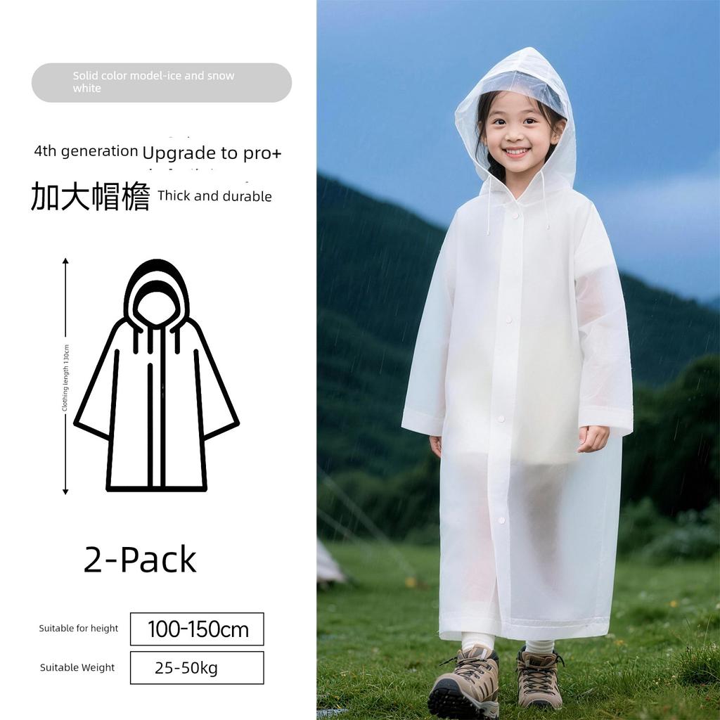 Children's Disposable Raincoat with Large Brim, Extended and Thickened, Outdoor Storm-Proof, Student-Specific, Can Be Carried on a Backpack, Portable