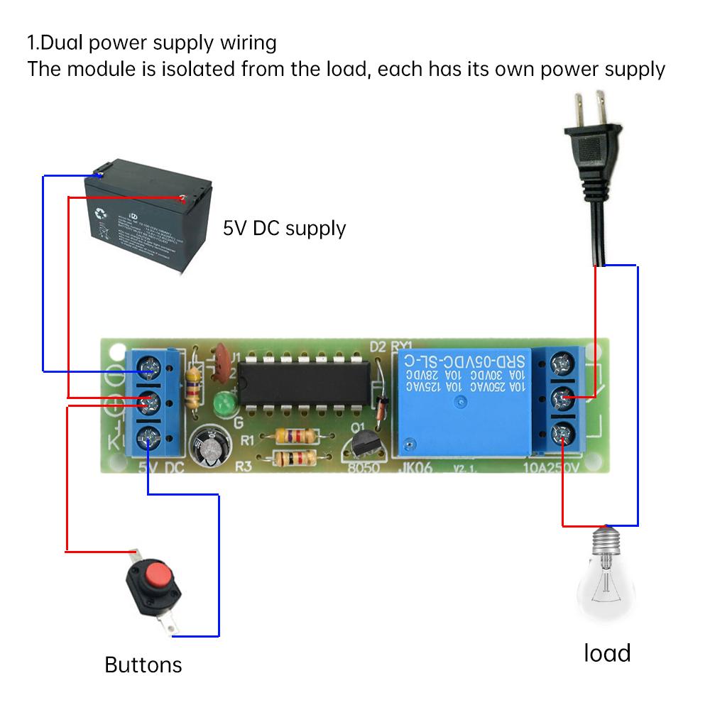 Bistable 10A Relay Module DC 5V Single Button Relay Module Start-Stop Self locking Switch Board Power Supply Relays 5