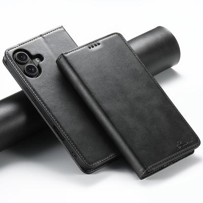 Кожаный чехол для телефона с отделением для карт и подставкой для iPhone 17 Pro Max и Samsung S25 Ultra