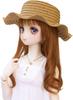 Petite Marie DD MDD Compatible Floppy Straw Soft Wave Elegant Hat with Black and White Fits Inch BJD Dolls 1/3 (DDH-01-10) Hat, Beige, Brim, Ribbon,