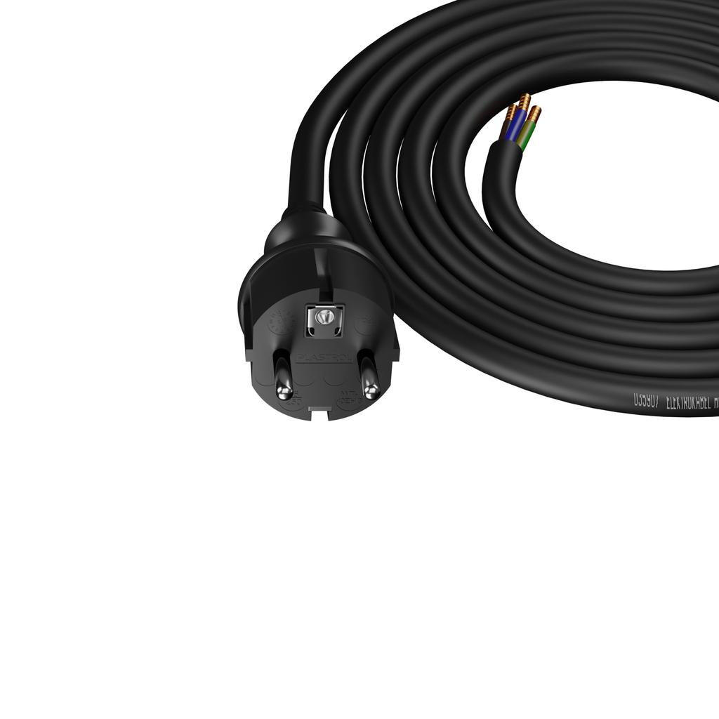 Przewód Zasilający Gumowy Z Wtyczką Prostą 2M 3X2,5Mm2 16A Ip44 Czarny