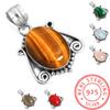 Подвеска из стерлингового серебра 925 пробы Женская Драгоценный камень Ручная работа Ювелирные изделия Свадебный подарок Малахит Лунный камень Розовый кварц Красный камень Дымчатый топаз Тигровый глаз Винтаж