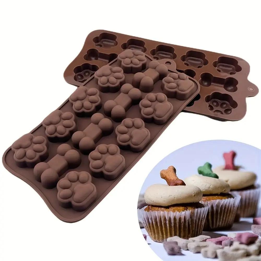 Силиконовая форма для шоколада Костяшка Собаки Лапка Кошки DIY Инструмент для выпечки тортов 14 ячеек Термостойкость -40~ 230°C Форма для пудинга и желе