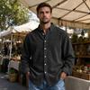 Men's Casual Soft Corduroy Button-Down Shirt Color Loose Fit Long Sleeve Collared Shirt Jacket for Everyday Wear