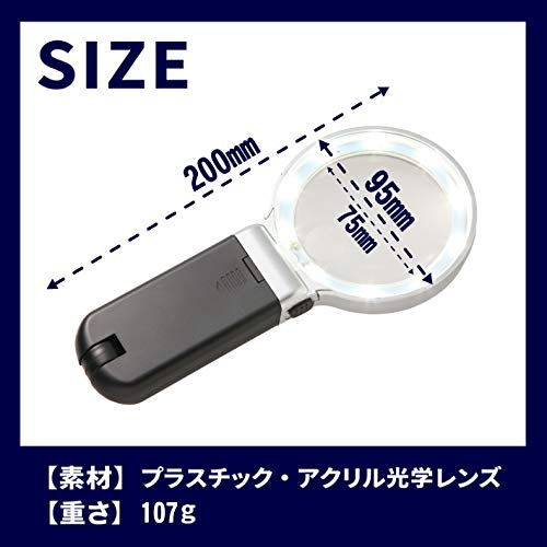 Ручная лупа PhoenixLoupe с 10-кратным увеличительным стеклом и 2 типами света [3x и увеличение] Линза/светодиод