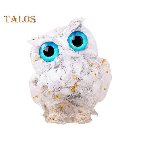 Статуэтка совы из натурального хрусталя, статуэтка совы из смолы ручной работы, наполненная хрустальными камнями, настольное украшение в виде совы для домашнего офиса, автомобиля, исцеление рейки