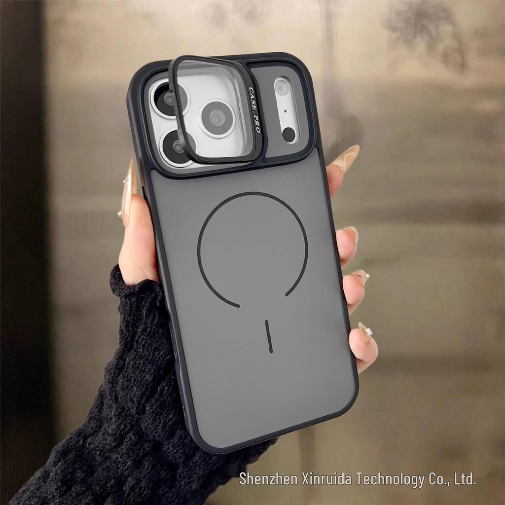 Чехол для iPhone 17 Pro Max с защитой объектива, подставкой, матовым покрытием, магнитный, ударопрочный.