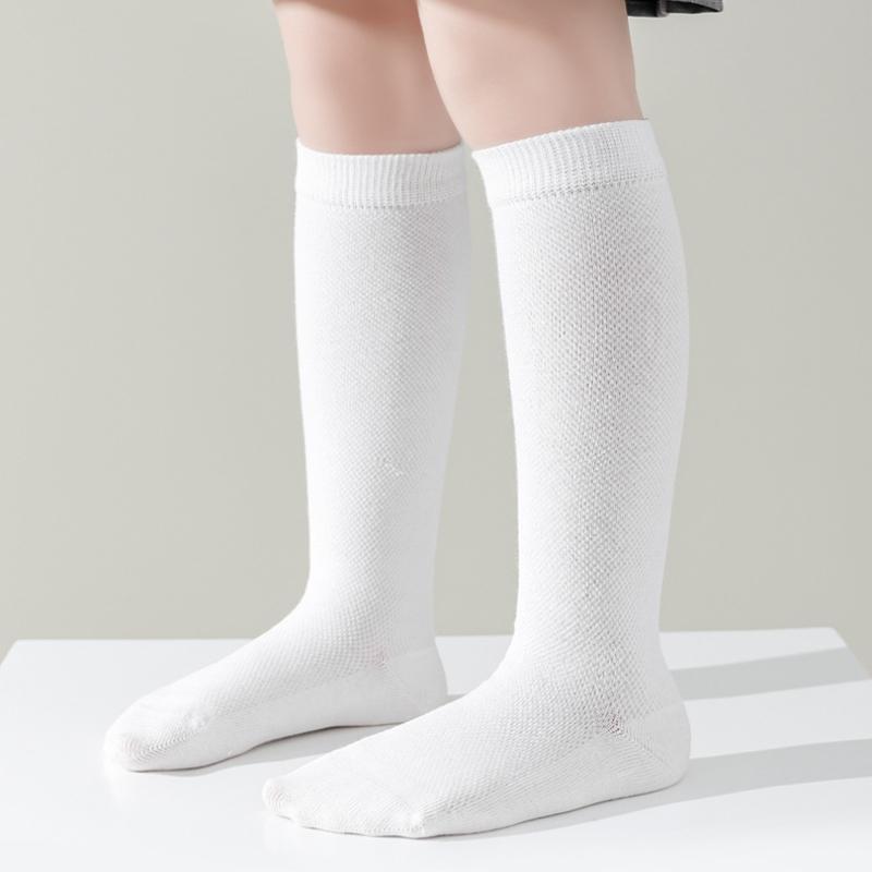 Длинные сетчатые носки и носки на плоской подошве для маленьких девочек и мальчиков от 3 до 12 лет, однотонные хлопковые мягкие носки с героями мультфильмов для малышей, летние домашние носки для мальчиков и девочек