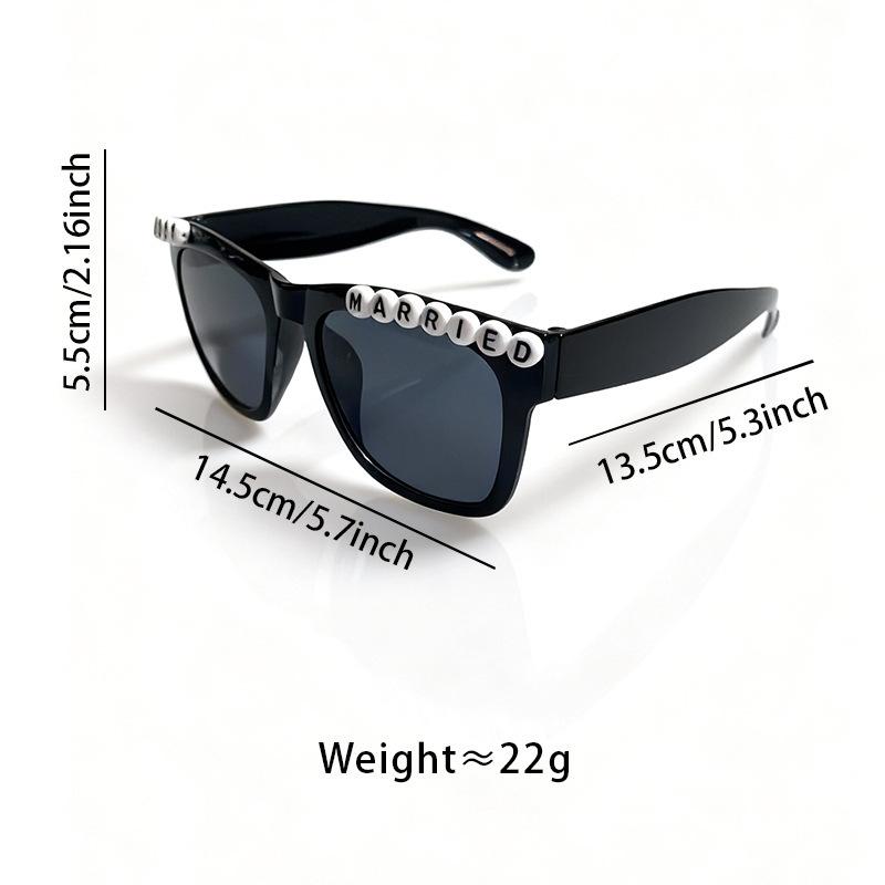 Just Married Sunglasses Rhinestone Beaded Design UV400 Lenses Trendy Shades for Wedding Photos & Honeymoon Vacation KJ077