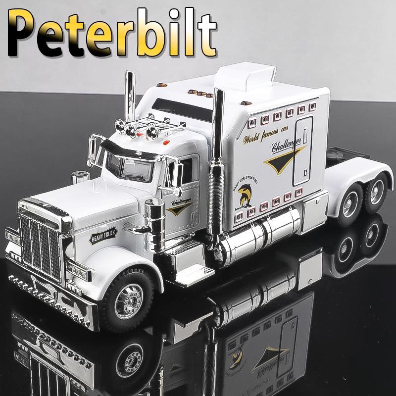 1:24 Американский Трактор Peterbilt 389 Коллекция Украшение Литая Модель из Сплава Машинка Звуковые и Световые Игрушки Для Детей Рождественские Подарки