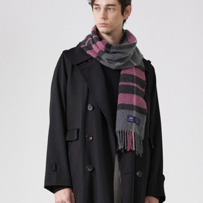 ABRAHAM MOON Merino Wool Shawl Muffler 50cm - Westminster Gray Pink