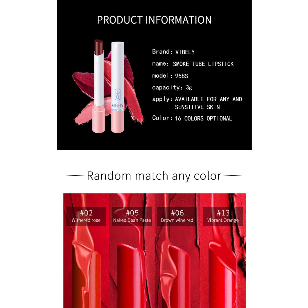 VIBELY Matte Non-Stick Lipstick Single Small Fine Lipstick Pink