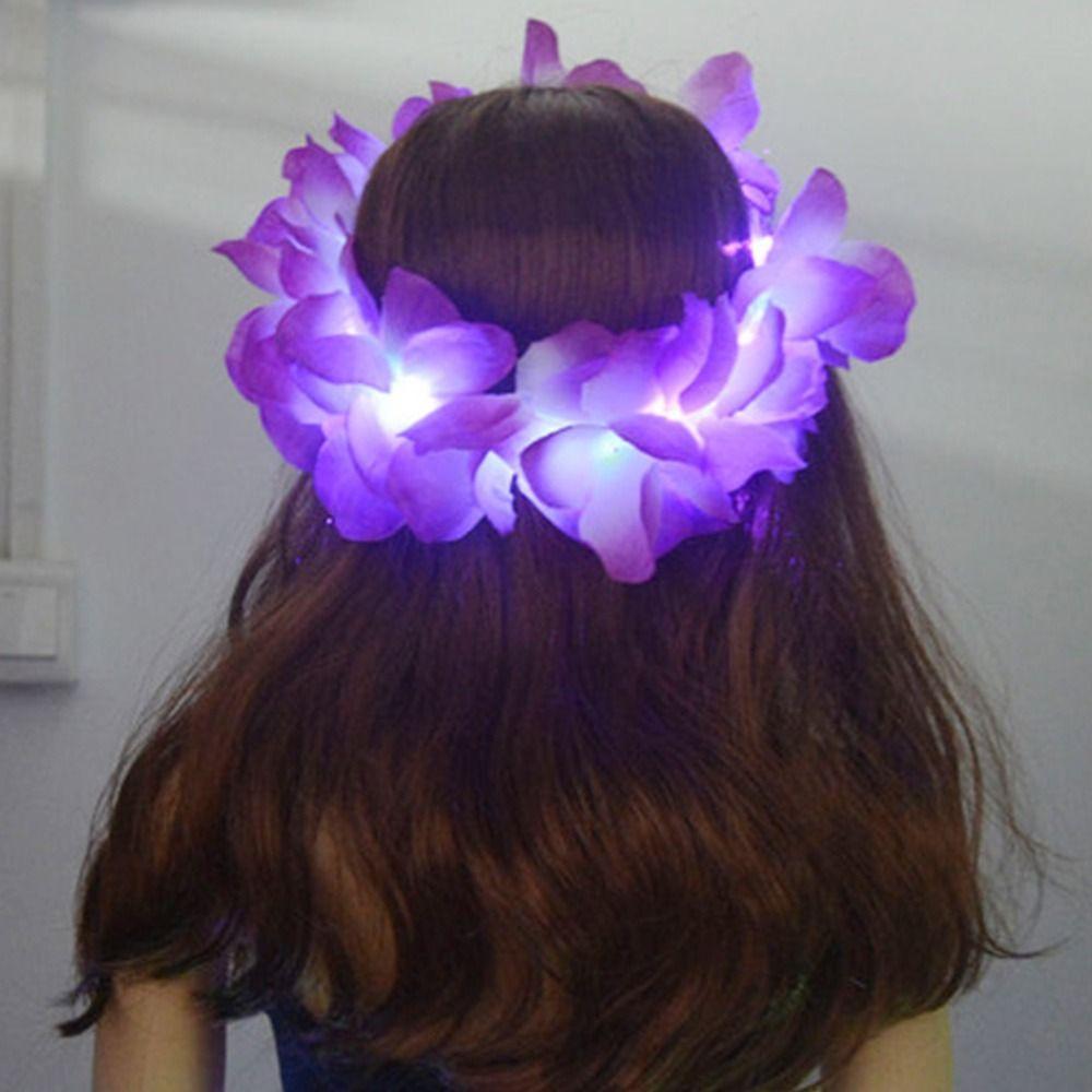 Women Girls Halloween Crown Flower Christmas Party Decoration Glowing LED Wreath Light Up Headband
