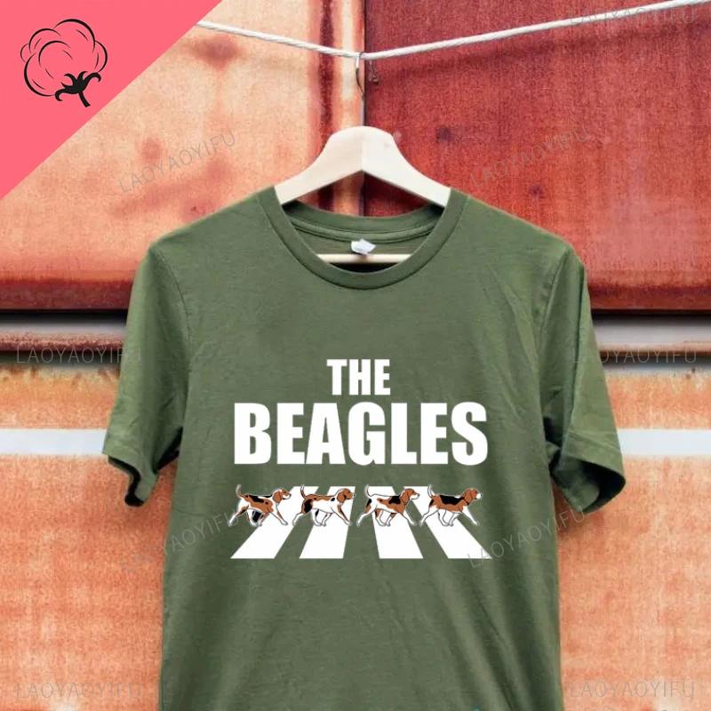 The Beagles Dog Kawaii Couple Cotton T-shirt Hot Sale Cartoon Tee Tops UnisexFashion Short-sleev Casual Graphic Tee