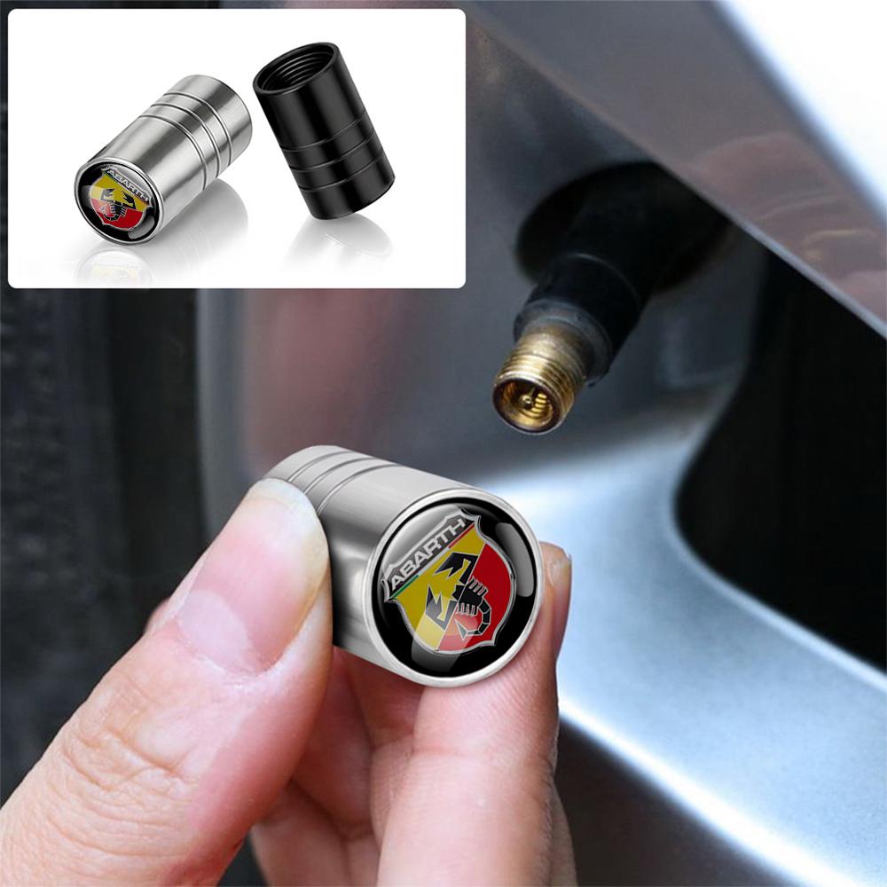 Car Styling 4Pcs Auto Tire Carbon Fiber Metal Valve Cap Badge Accessories For Fiat ABARTH 500 Fiorino 595 124 Ducato Cross Palio