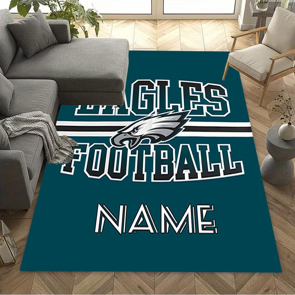 Eagles Football Jersey Customizable Name Area Rug Suitable for Dormitory Study room Balcony Bedrooms Antislip Carpet Anime Office Decor