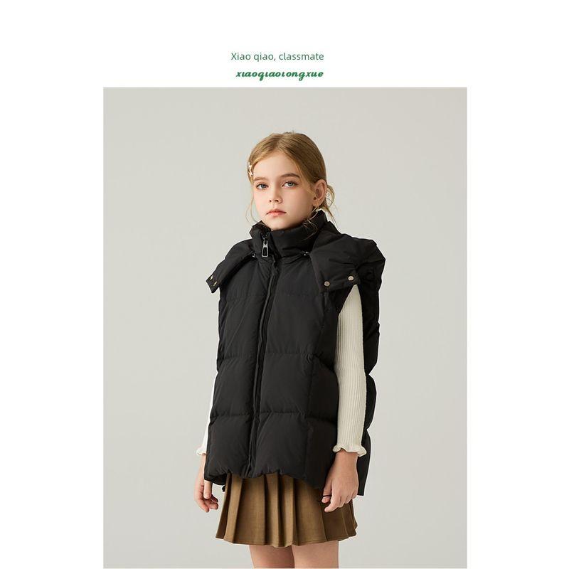 Children's down Vest Autumn and Winter New Style Girls' Warm White Duck down Vest Boys' Hooded Jacket Coat
