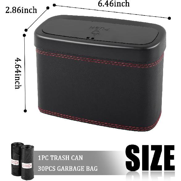 Car Trash Can With Lid,Press-Top Car Trash Bin With 30PCS Cars Trashs Bags,Multi-Function & Small Cars Garbage Can With Suspension Design For