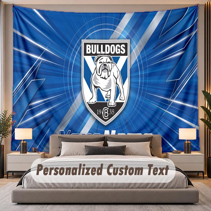 Custom Name Text Tapestry Canterbury-Bankstown Bulldogs Personalized Polyester Wall Tapestry For Bedroom And Room