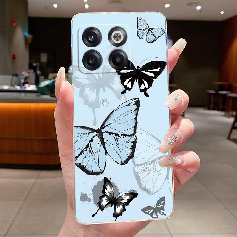 Phone Case For OnePlus Ace Pro/10T Casing Clear Slim Soft Silicone TPU Case Luxury Fashion Butterfly Flower Patterns Back Cover